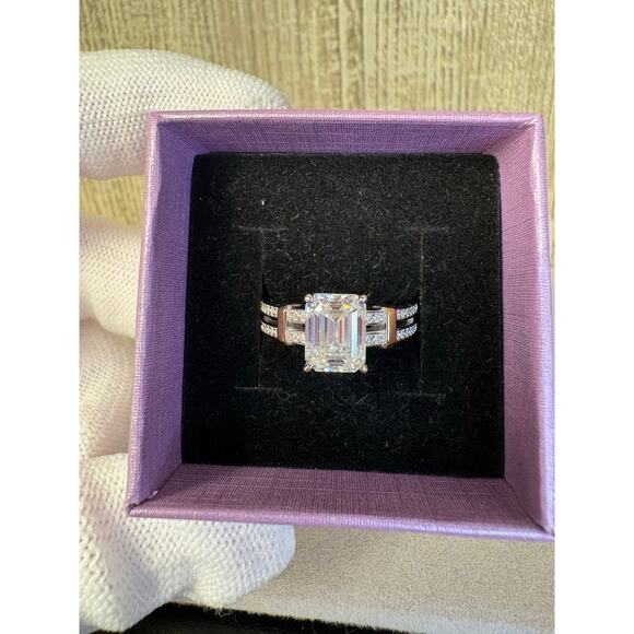 3+ct VVS1 D Graded Moissanite, 75% 18k White Gold 2 Tone Sz9 - Picture 6 of 11